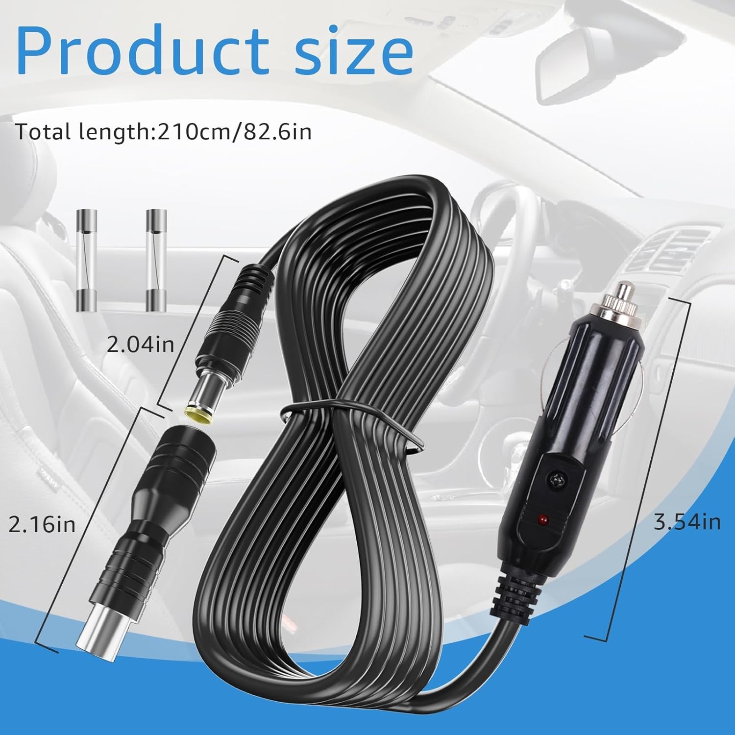 12V/24V Car Charger Cable, Compatible With Jackery Portable Power Station...