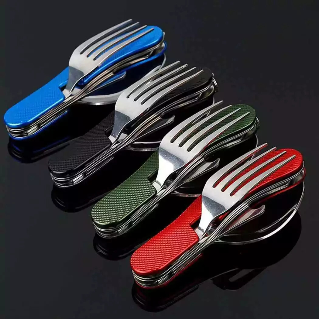 4 in 1  Tableware Outdoor (Fork/Spoon/Knife/Bottle Opener) Camping Utensils