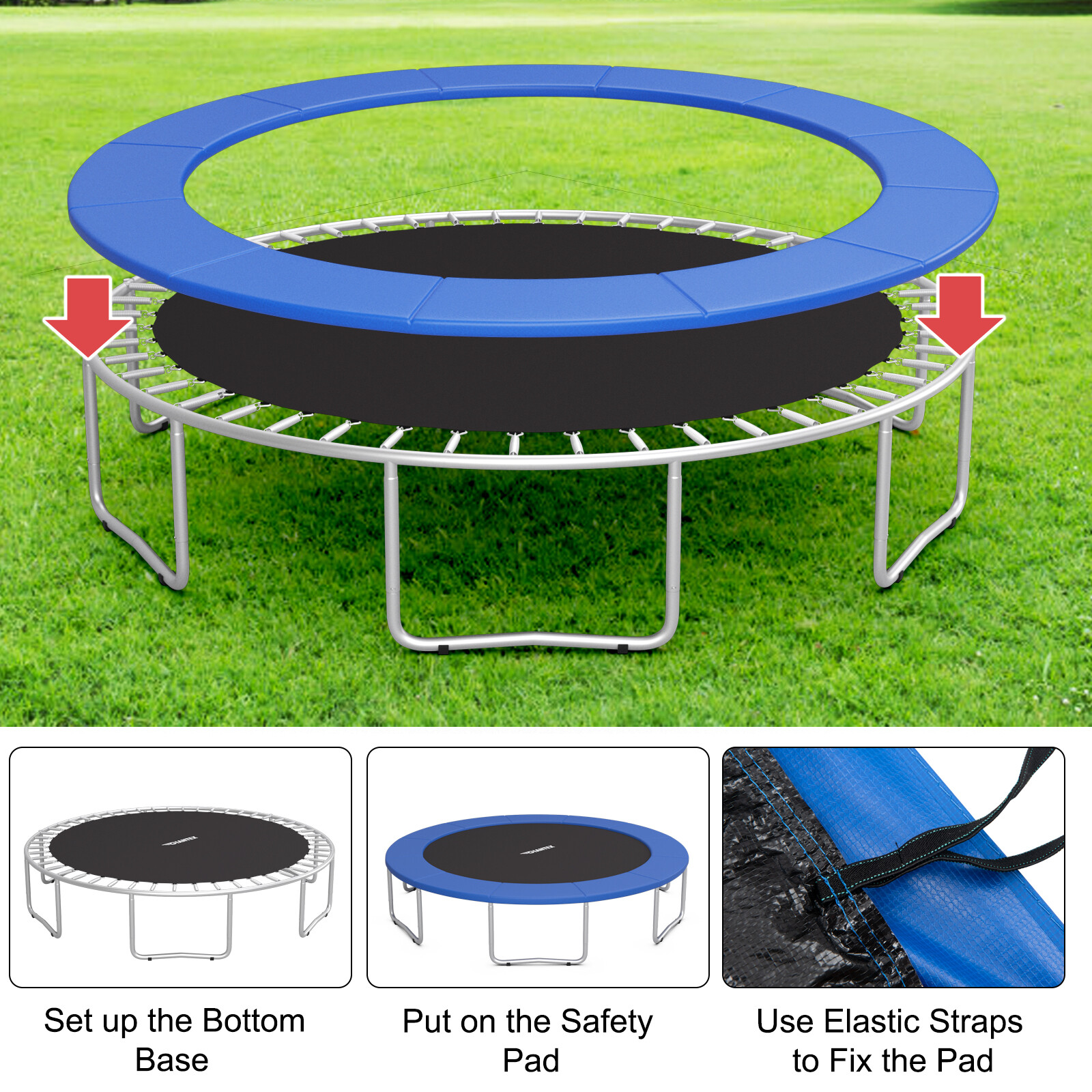 8/10/12/14/15/16FT Trampoline Replacement Safety Pad Universal Trampoline Cover