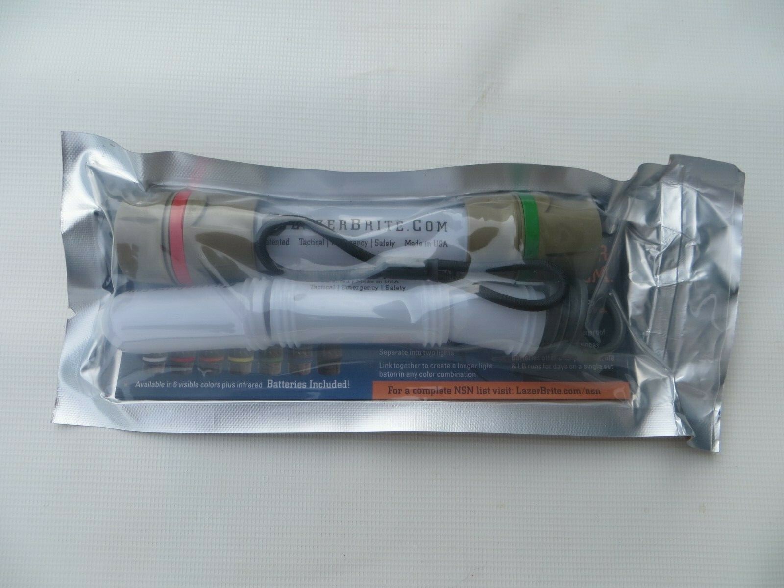 LazerBrite Military Tactical Flashlight Glow Stick RED and GREEN