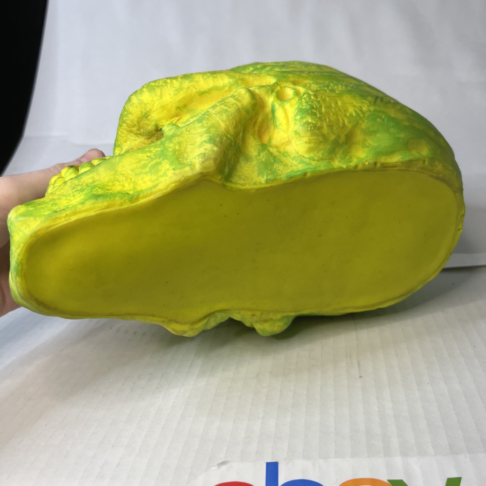 Rare Vintage Easter Unlimited Foam Skull Heads Halloween Prop Neon Green Yellow
