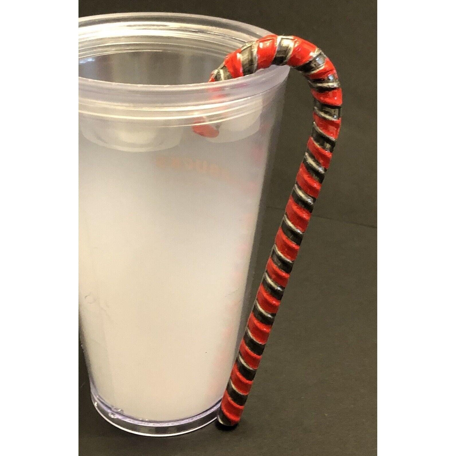 Iron Art Hand Bent Rebar Ornament Christmas Metal Candy Cane Red Striped