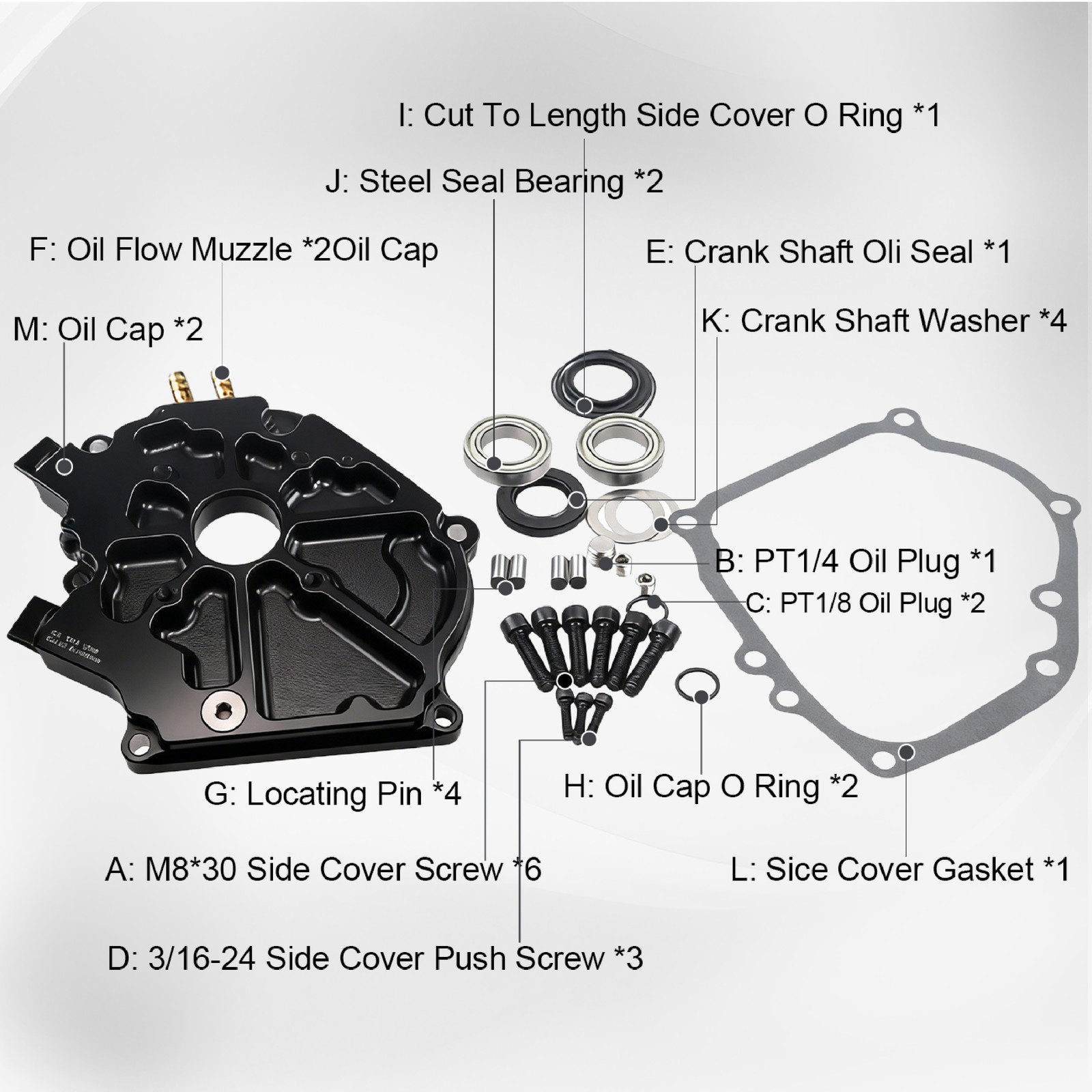 Black Dual Bearing Billet Side Cover - Upgrade For Predator 212cc Non Hemi