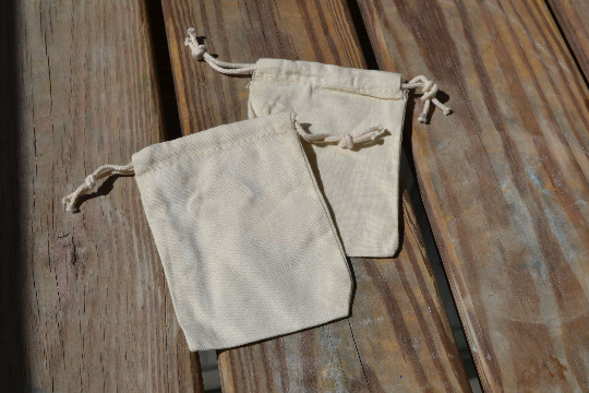 Reusable Cotton Canvas Double Drawstring Muslin produce Bags (Natural Color)