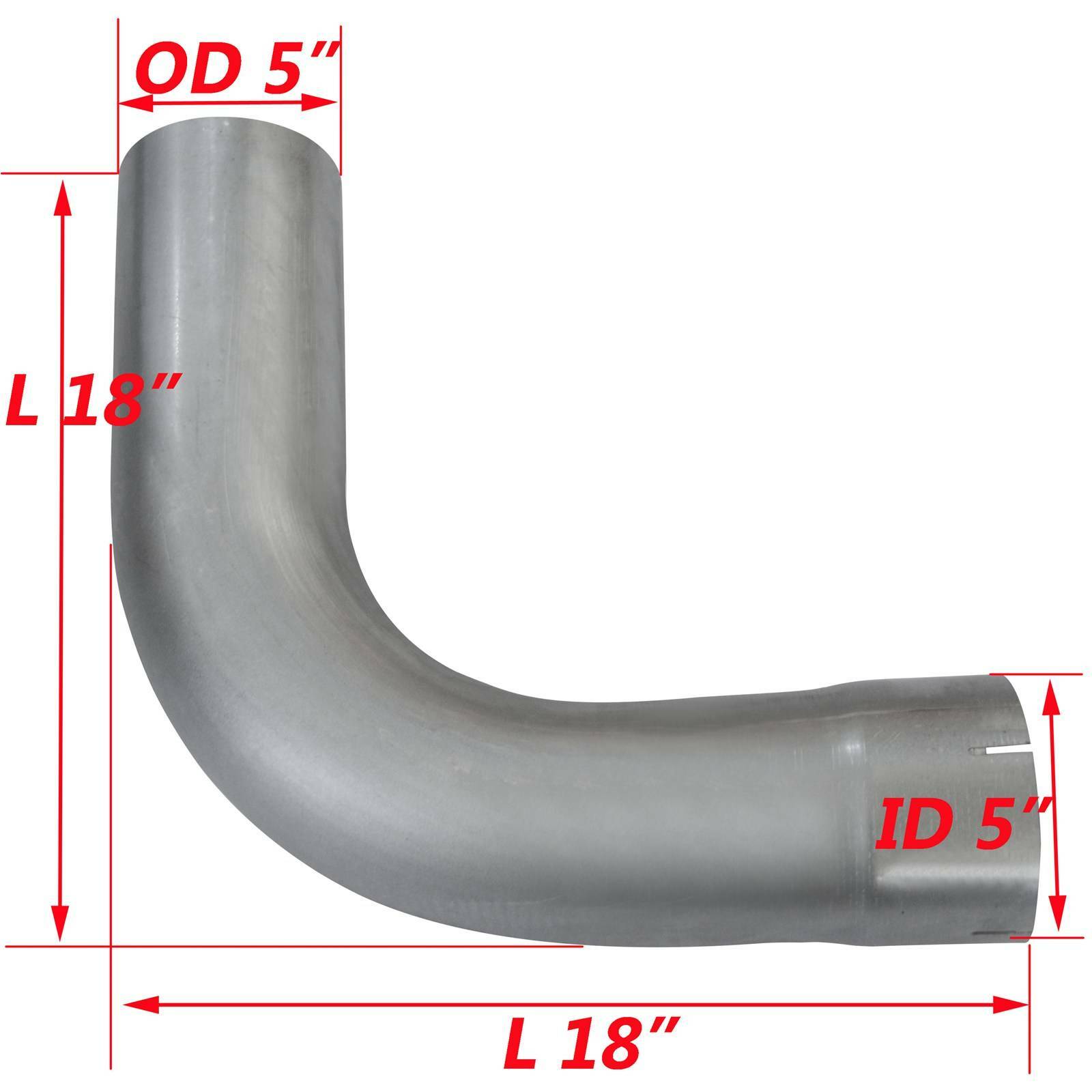 Aluminized 90 Degree 5 Inch Elbow 5" ID/OD x 18" Arms Truck Exhaust Elbow