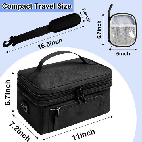 Medicine Bag for Traveling with Portable Small Pouch, Double Layer Pill Black