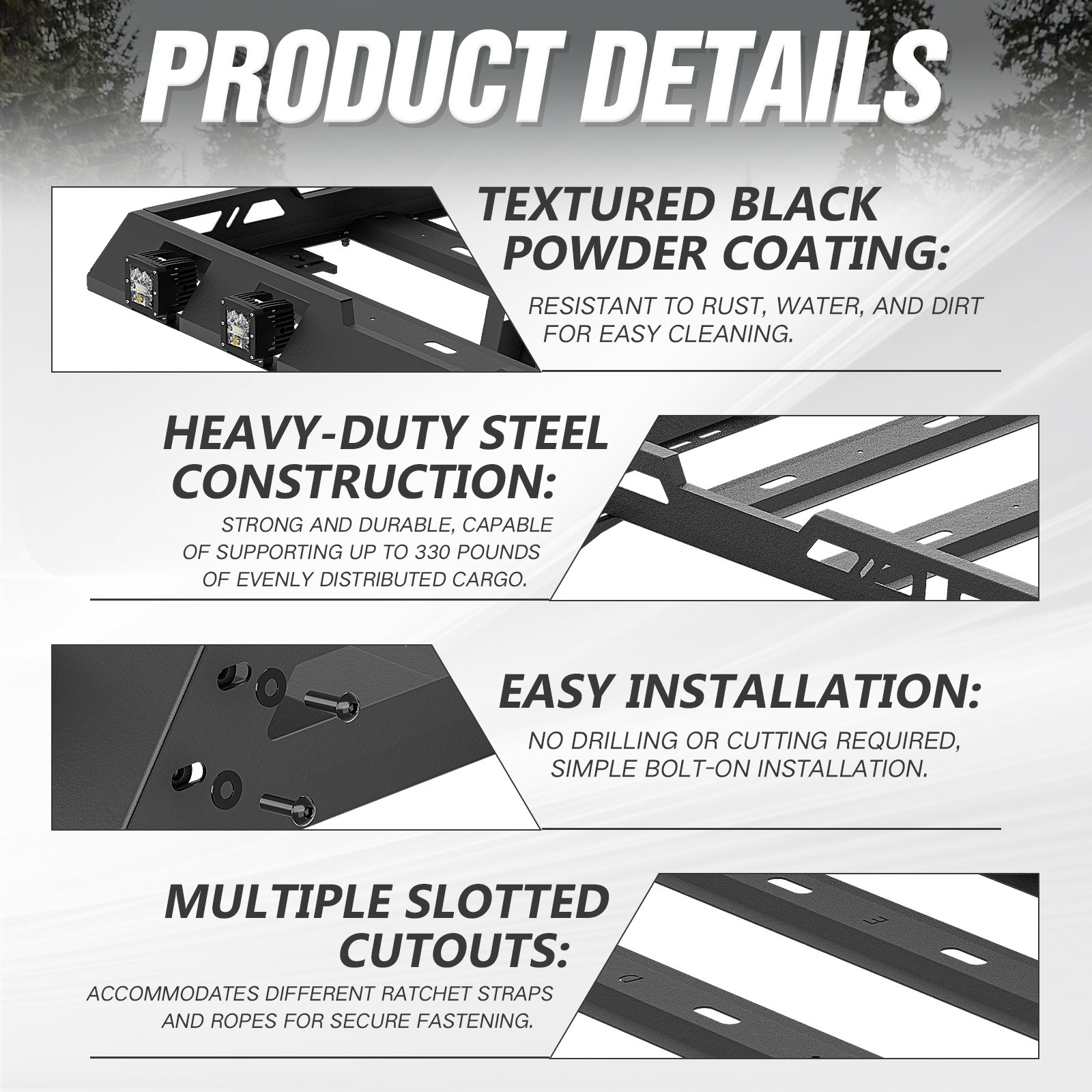 Roof Rack with Ladder For 2007-2018 Jeep Wrangler JK Unlimited 4 Doors Hardtop