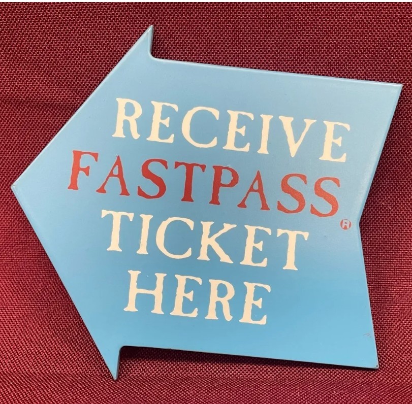 Rare Vintage Disneyland Park Used Splash Mountain Fast pass Sign + Signage