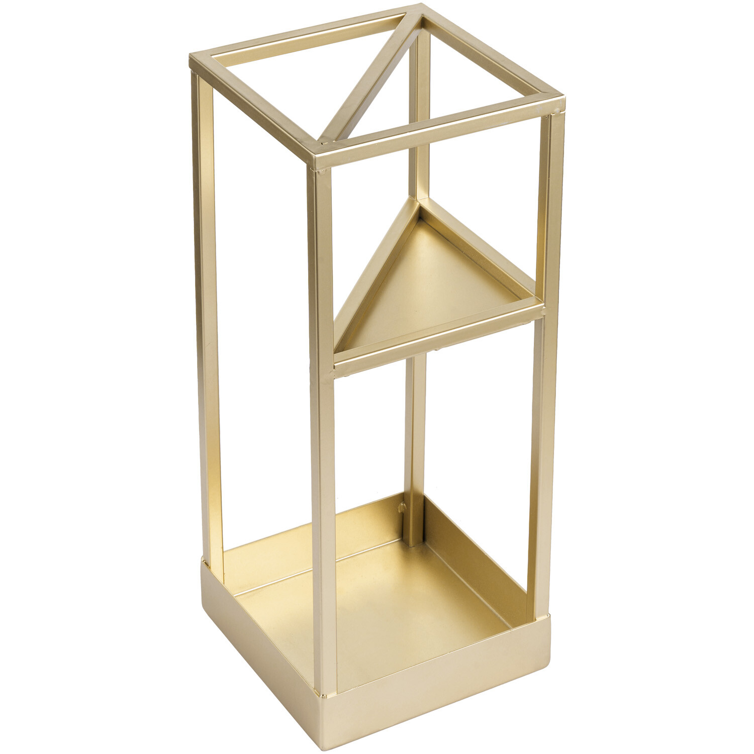19 Inch Freestanding Entryway Brass Metal Umbrella Stand with Bottom Drip Tray