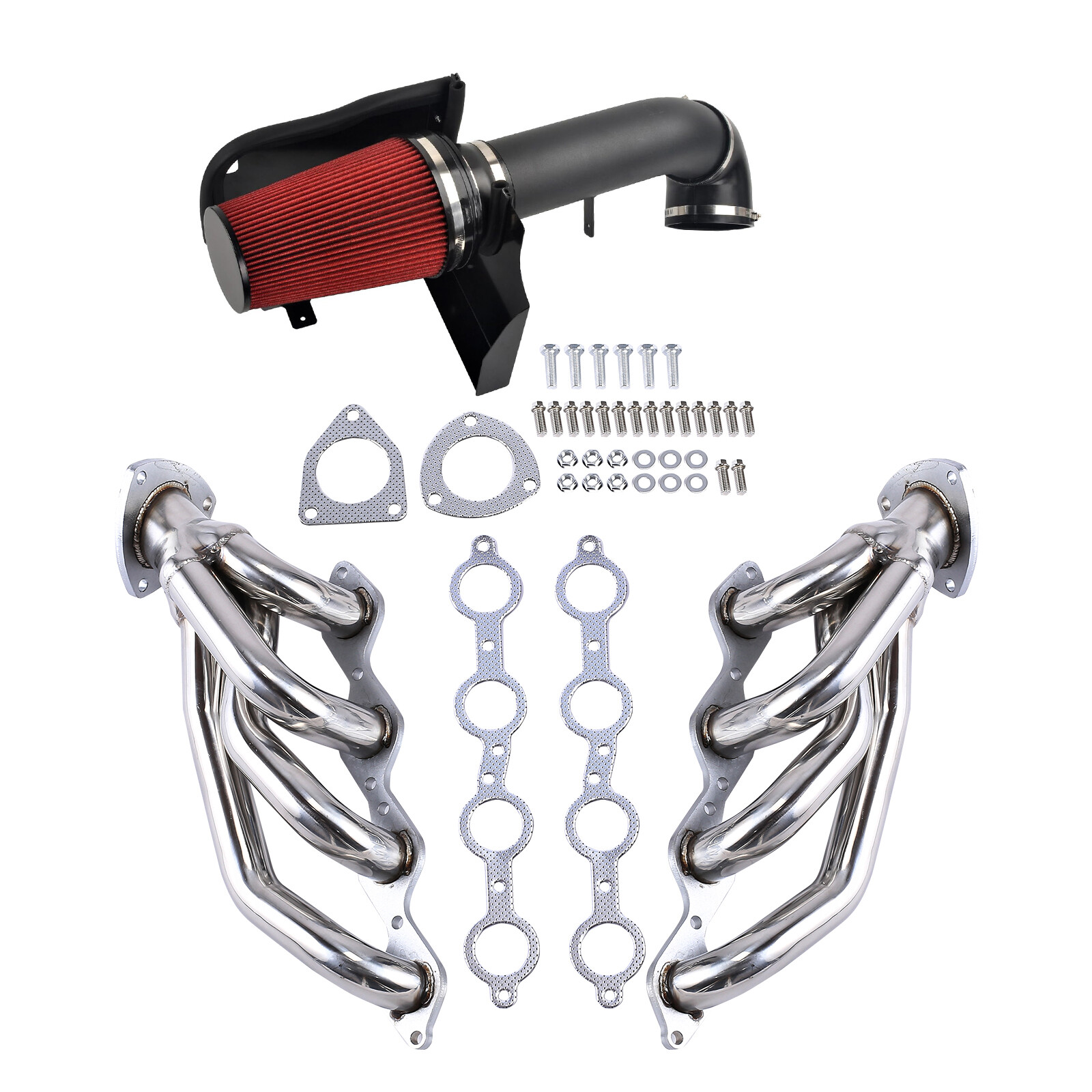 BKRD 4''Cold Air Intake+Exhaust Headers For Chevy GMC Avalanche Silverado Sierra