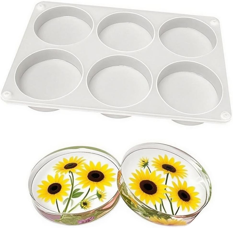 Resin Large Coaster Molds 6-Cavity Deep Round Silicone Molds for Resin...