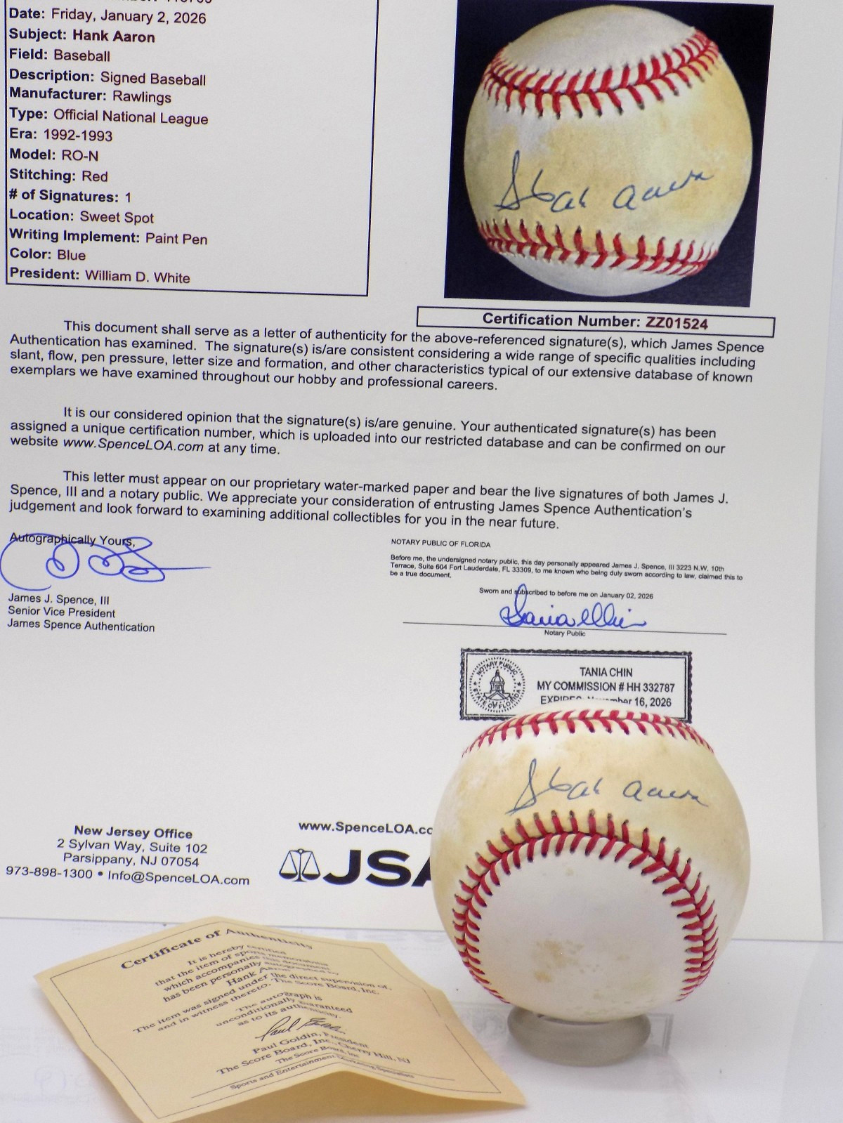 HANK AARON HOF Signed Autograph NL Baseball Braves SWEET SPOT JSA 💎 LOA