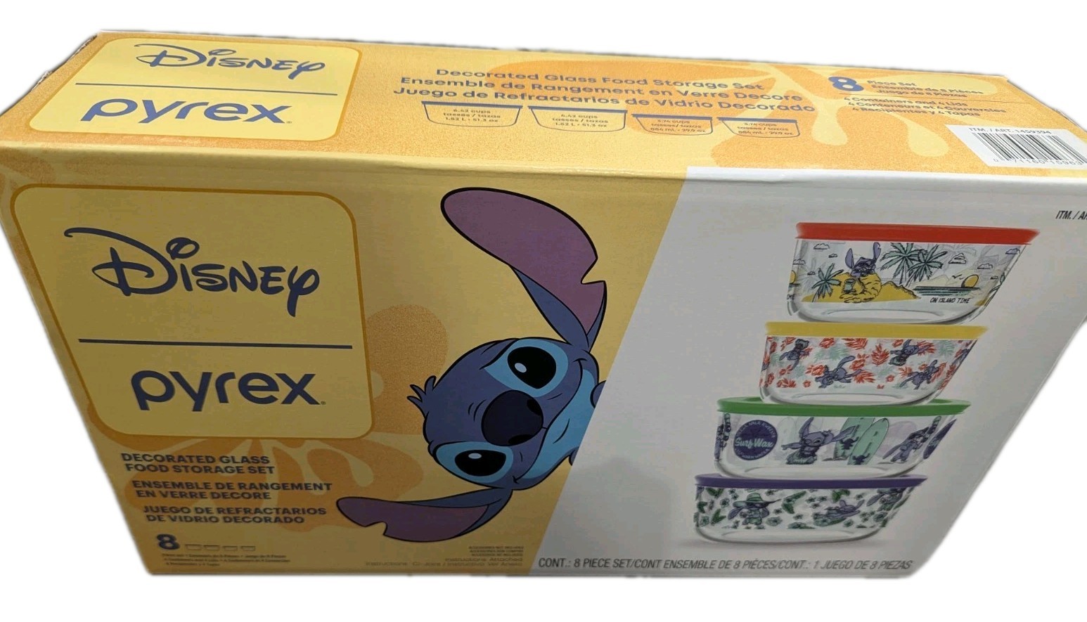 Pyrex Disney Decorated Glass Food Storage Container 8 Piece Set
