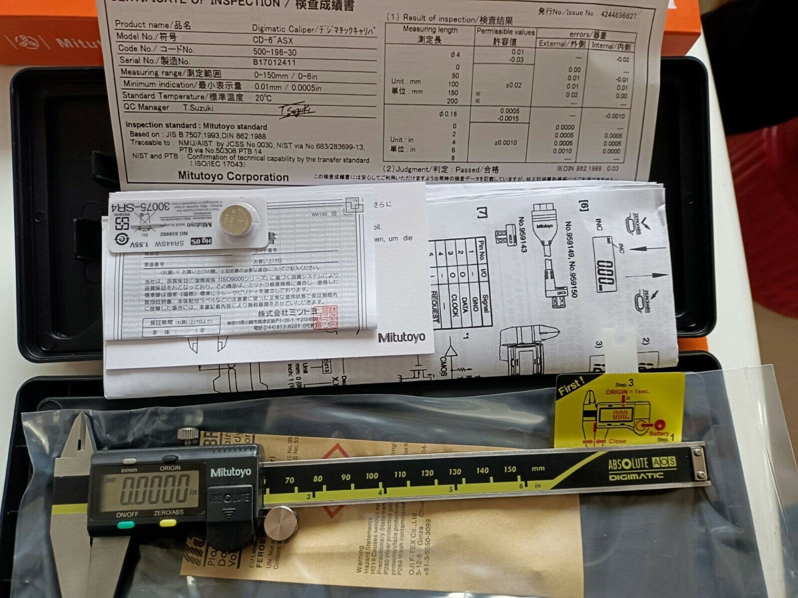 Mitutoyo 500-196-30 150mm/6" Absolute Digital Digimatic Vernier Caliper