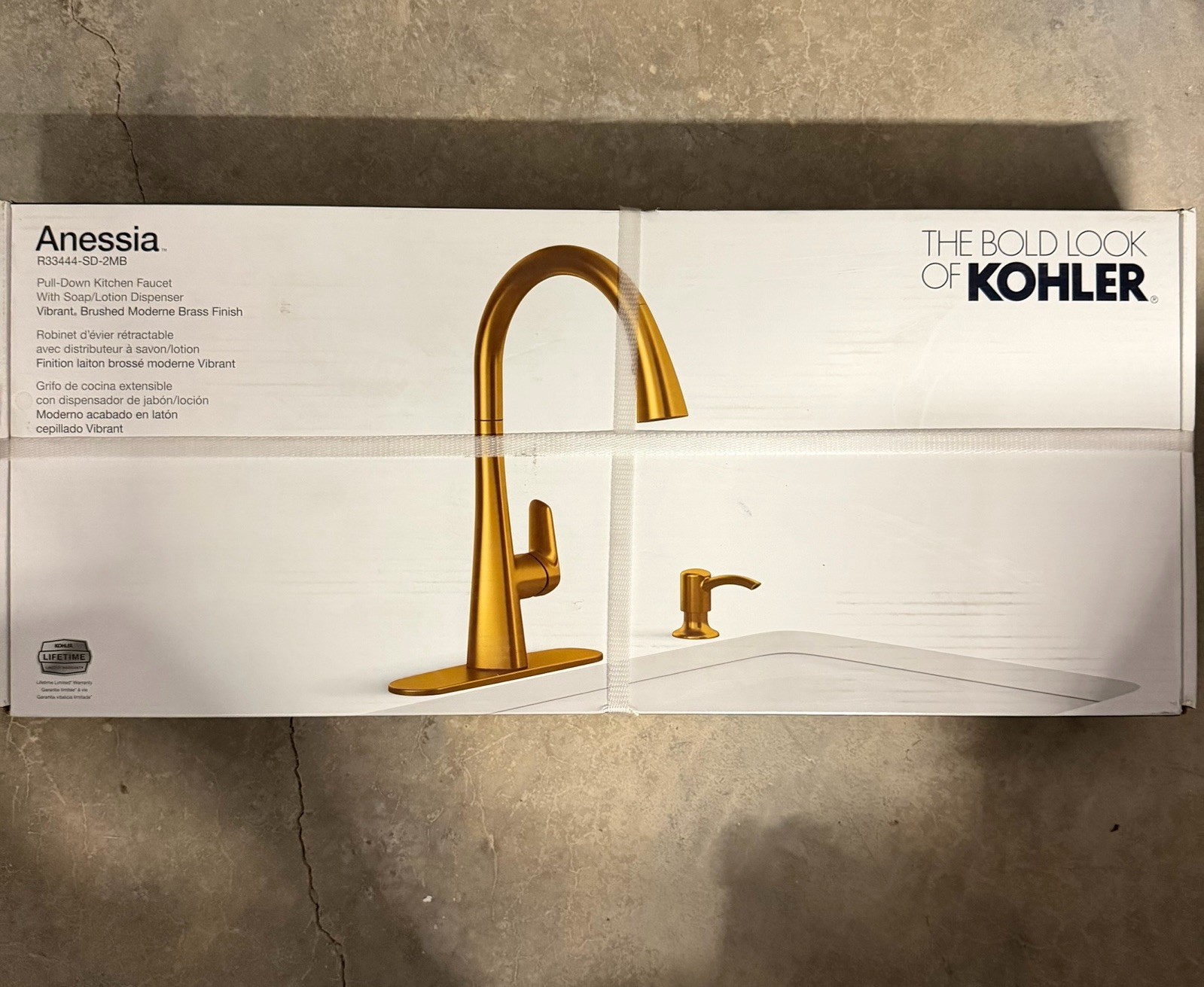 Kohler Anessia  R33444-SD-2MB  Pull-Down Kitchen Faucet Brushed Brass Finish