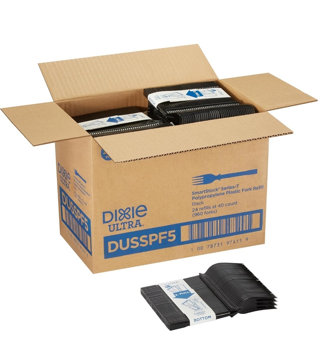 Dixie DUSSPF5 SmartStock Dispensing System Plastic Fork - Black (960/Carton)