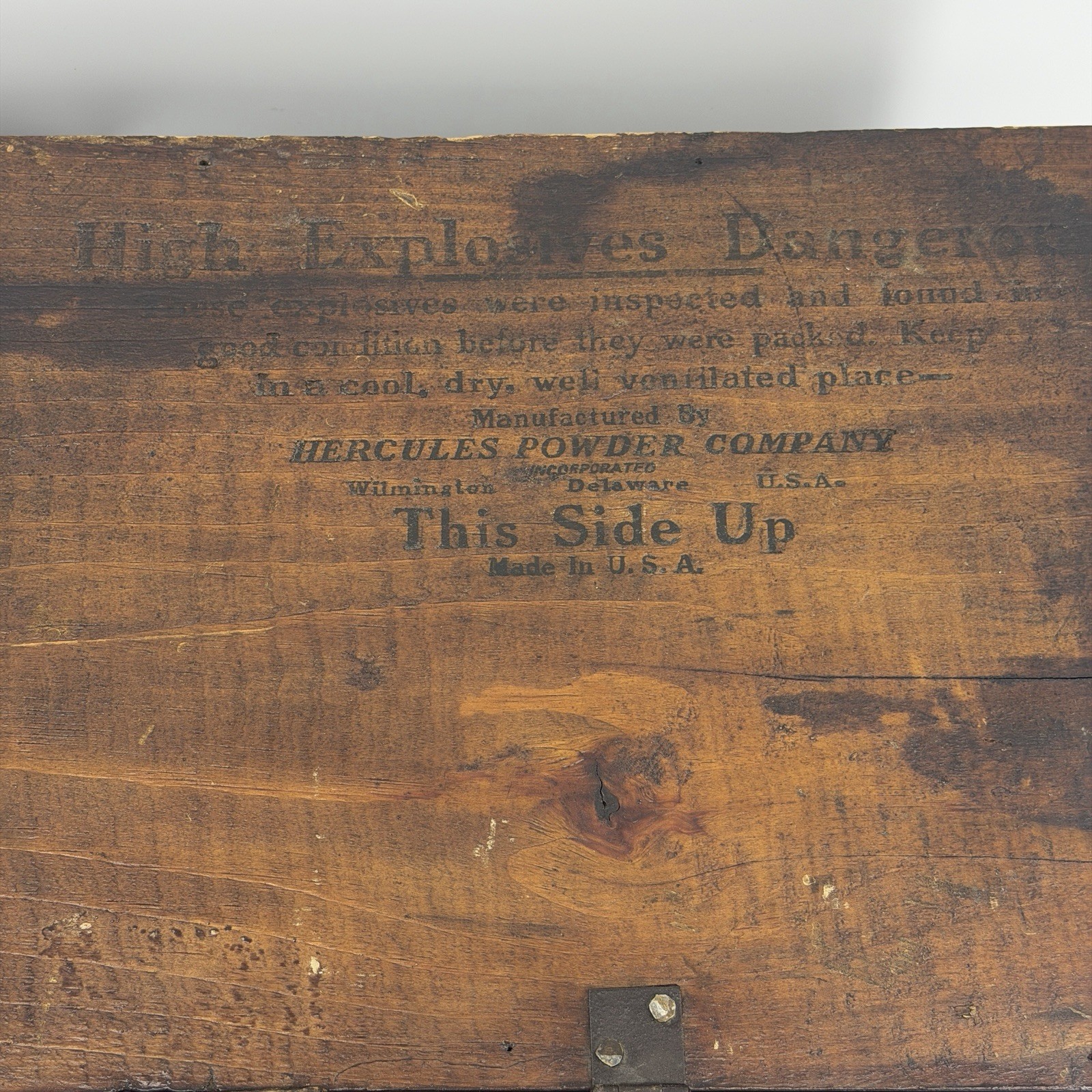 Vintage Hercules Powder Company Explosives Wood Crate Wheels Storage Box Decor