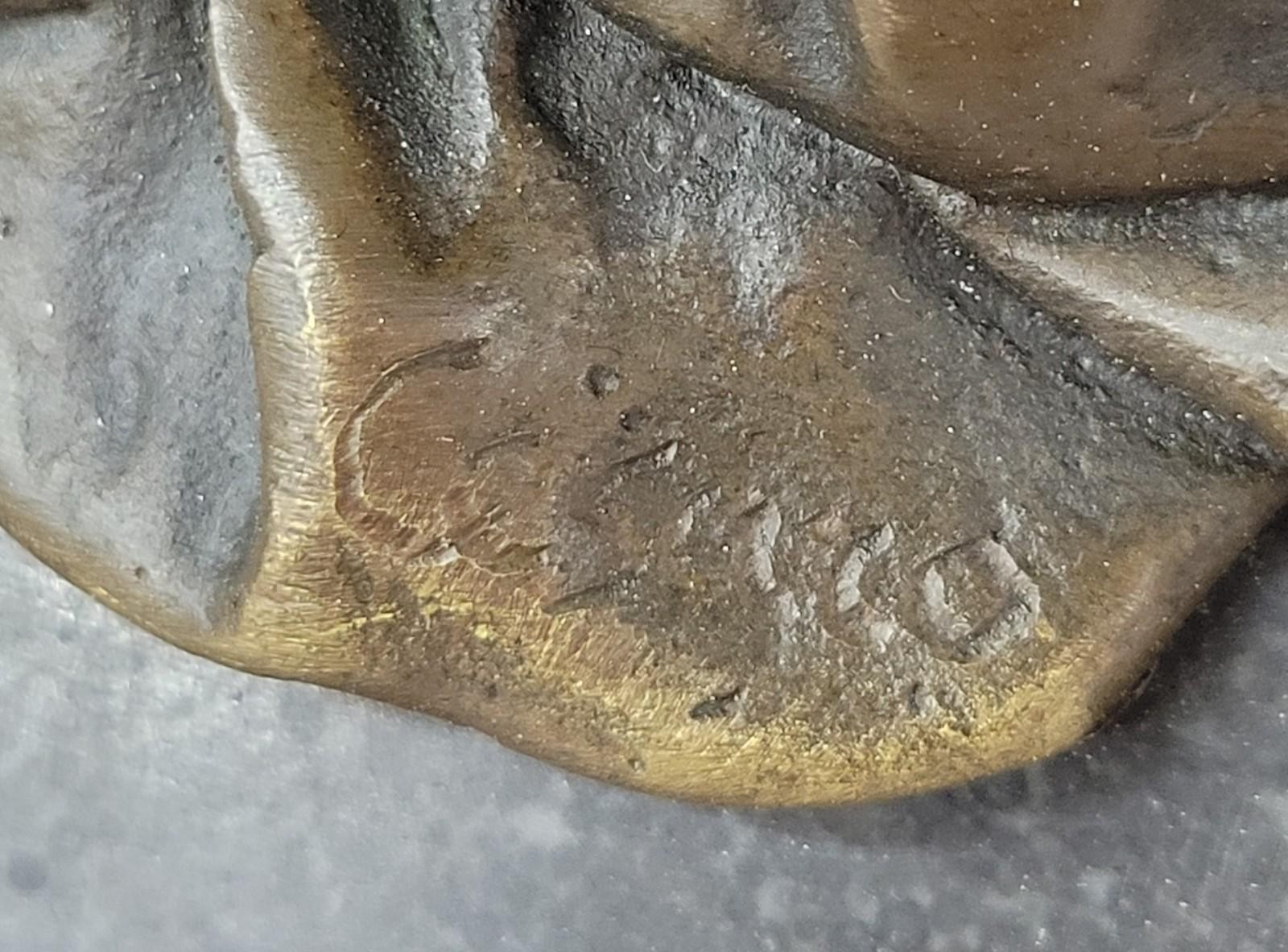 Bronze statue art nouveau garden fairy angel w/ wings. SIGNED Cesaro Artwork