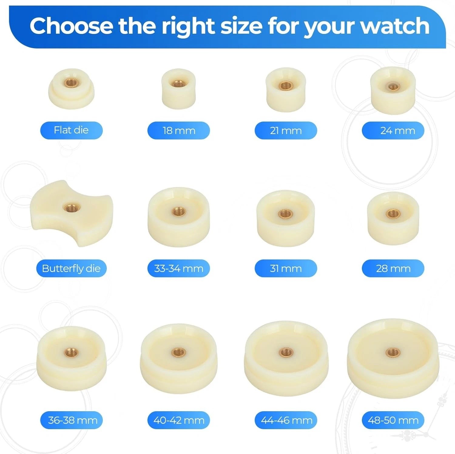 Fitting 18-50mm Watchmaker Tool Watch Press Set Crystal Glass Back Case Closer