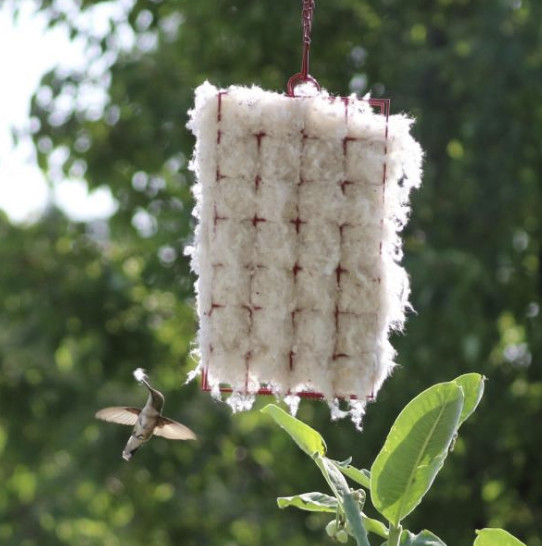 Hummer Helper Hummingbird Nesting Material with Red Hanging Cage