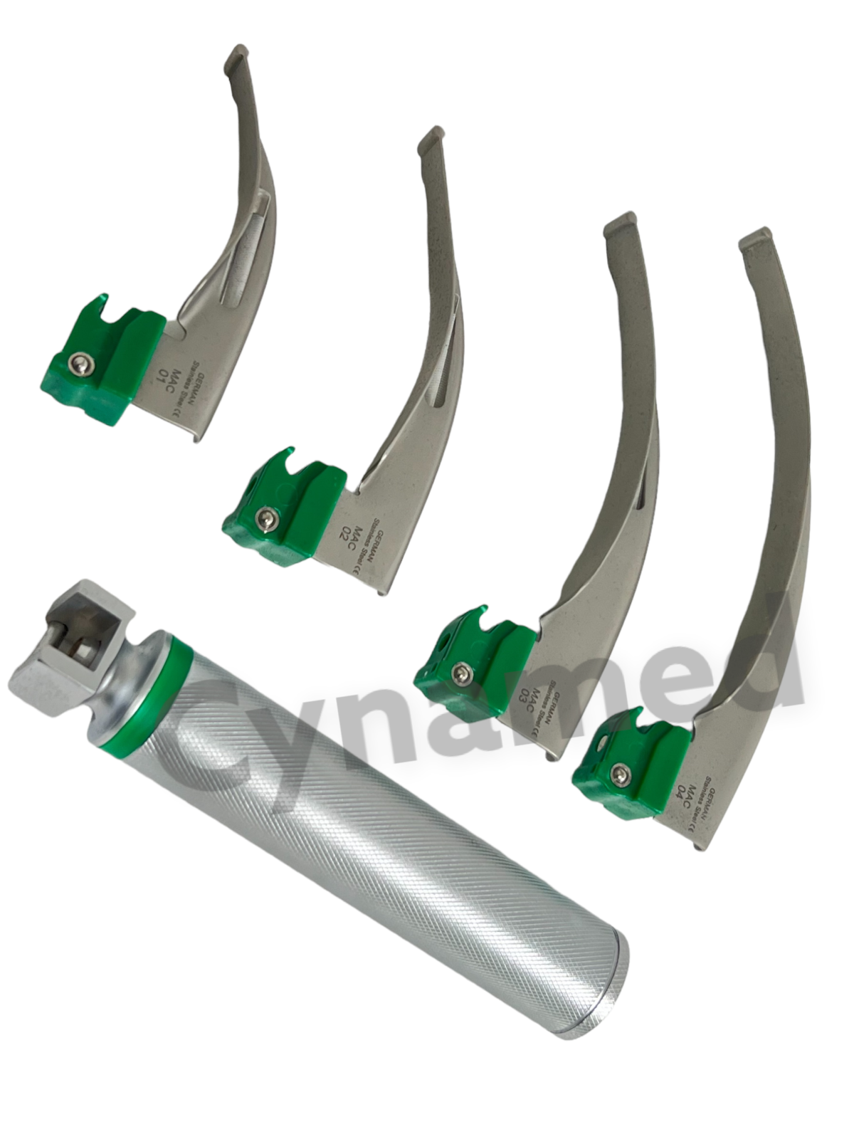 New Fiber Optic Mac Laryngoscope Set (LED Light) White Set of 5