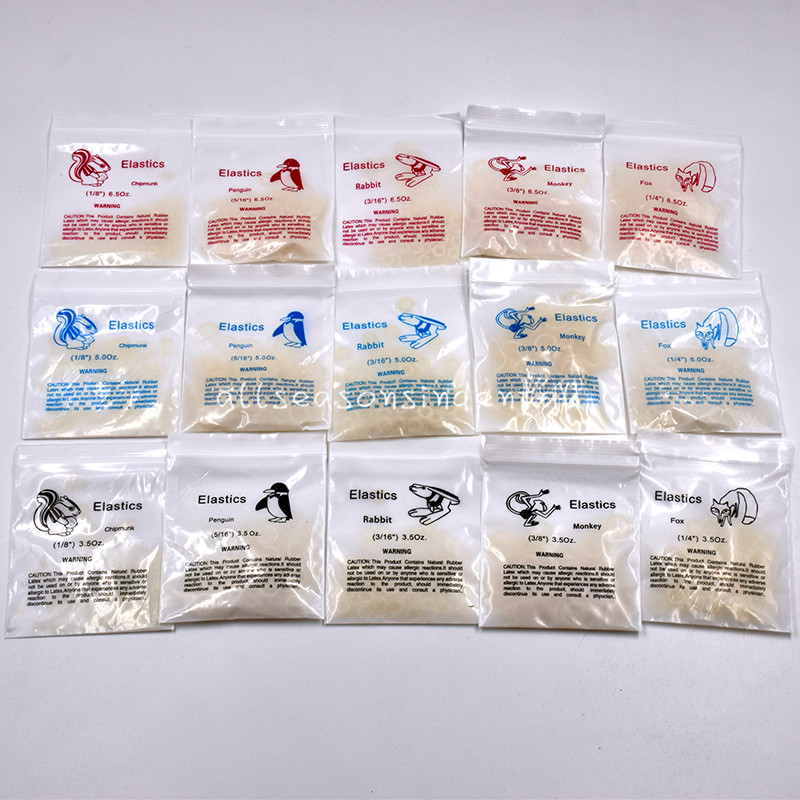 15 Sizes Dental Orthodontic Rubber Bands Elastics Latex Braces 3.5 /5.0 /6.5 oz