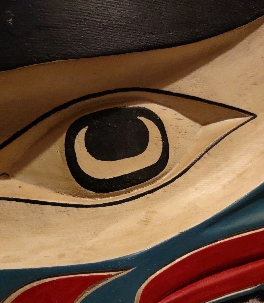Northwest Coast Mask Kwakiutl Hamatsa Crooked Beak Red Cedar Wood Carving