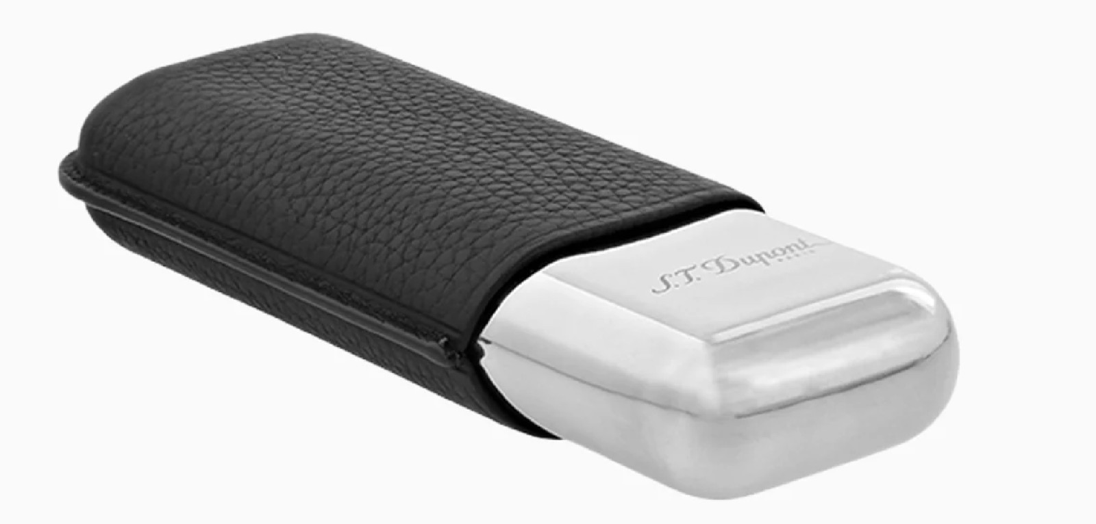 S.T. Dupont Leather & Metal Adjustable Cigar Case For 2 Cigars 183260 New In Box