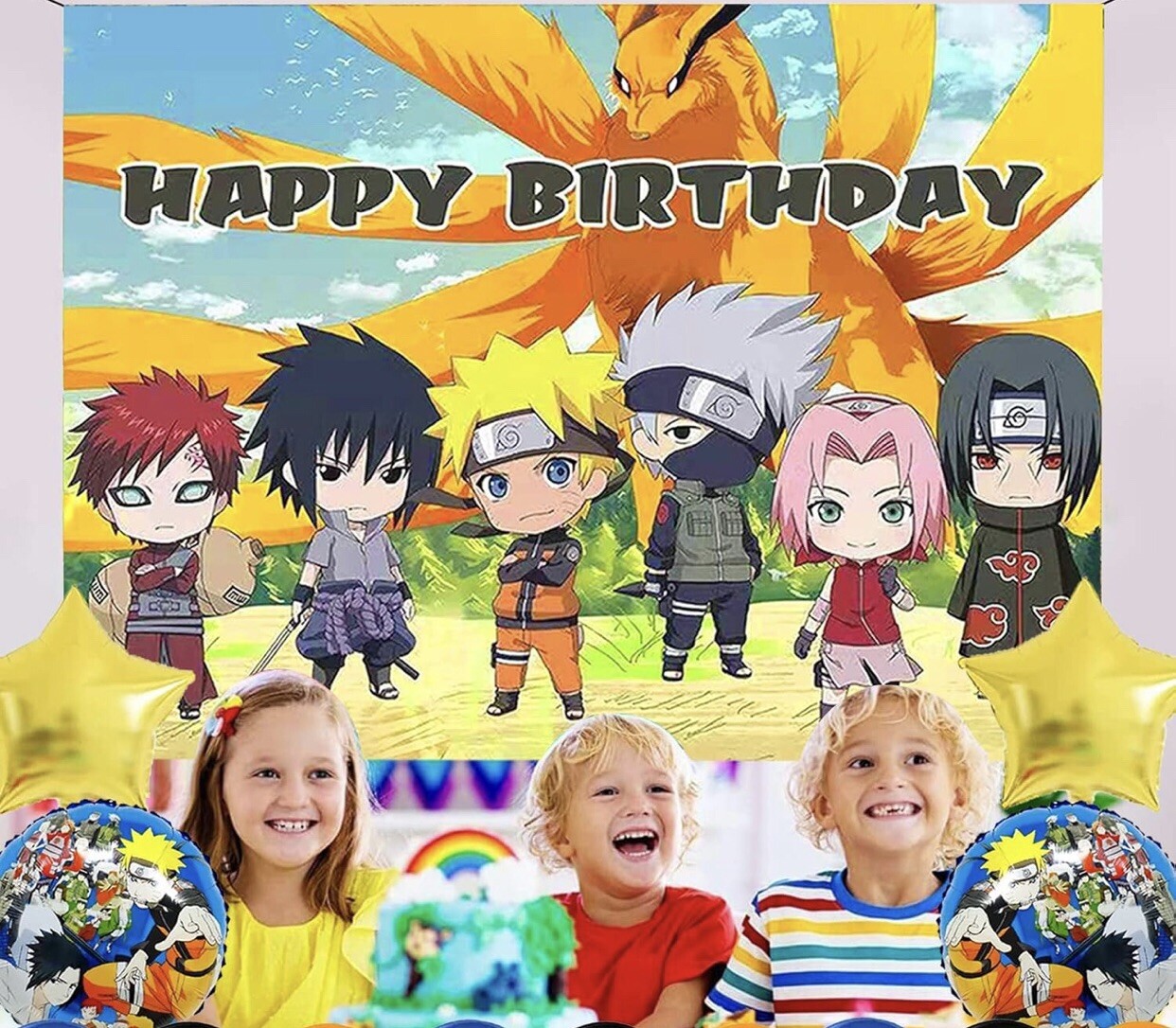 Naruto Theme Birthday Party Decorate, 5x3.5ft Happy Birthday Backdrop US Seller