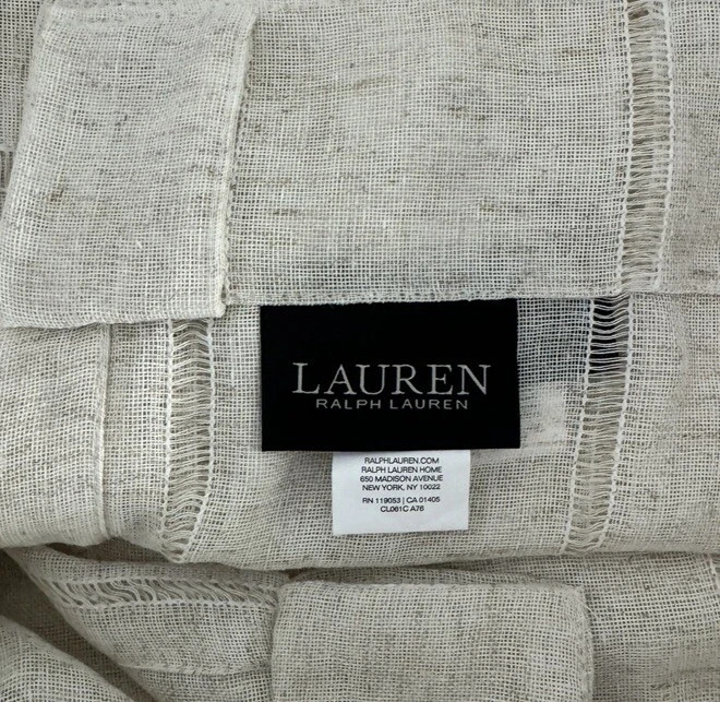 New Ralph Lauren Window Curtains 2 Panels Beige 54 x 84" Linen Hamilton Back Tab