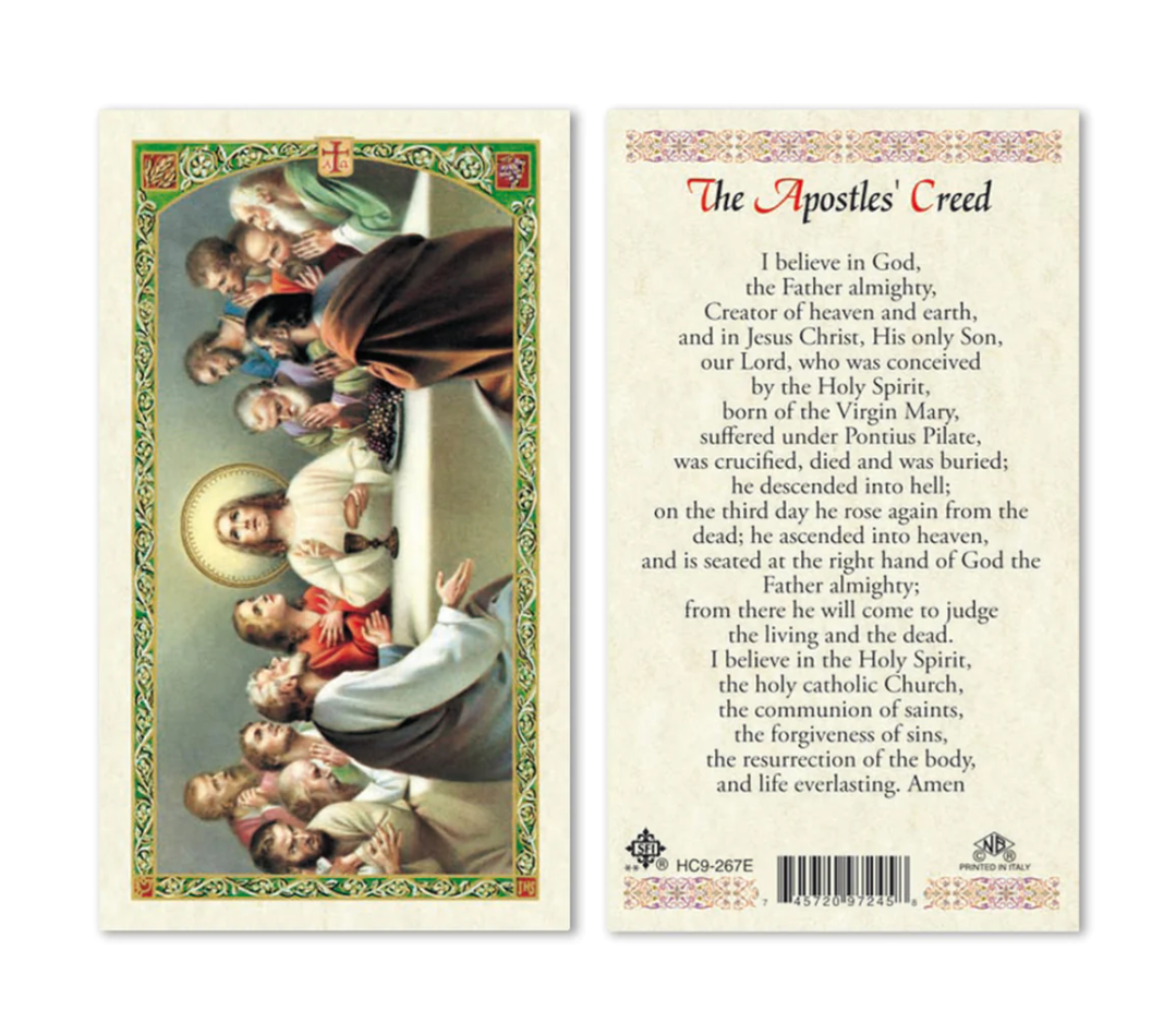 Laminated Apostles Creed AND Nicene Creed Holy Prayer Card Set Catholic