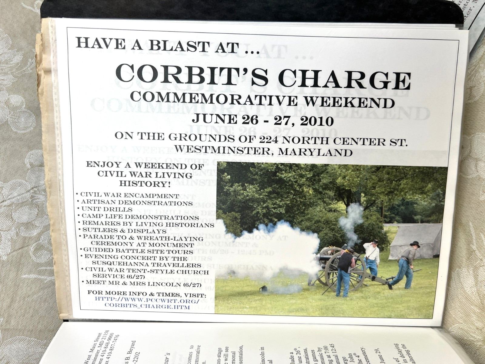 Civil War Binder, Battle of Westminster June 29th 1863, 2010-11 Reenactments