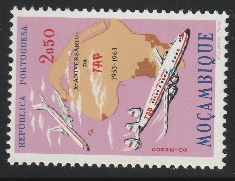 Mozambique    1963    Sc # 434   Airline Anniversary Issue    MNH    OG