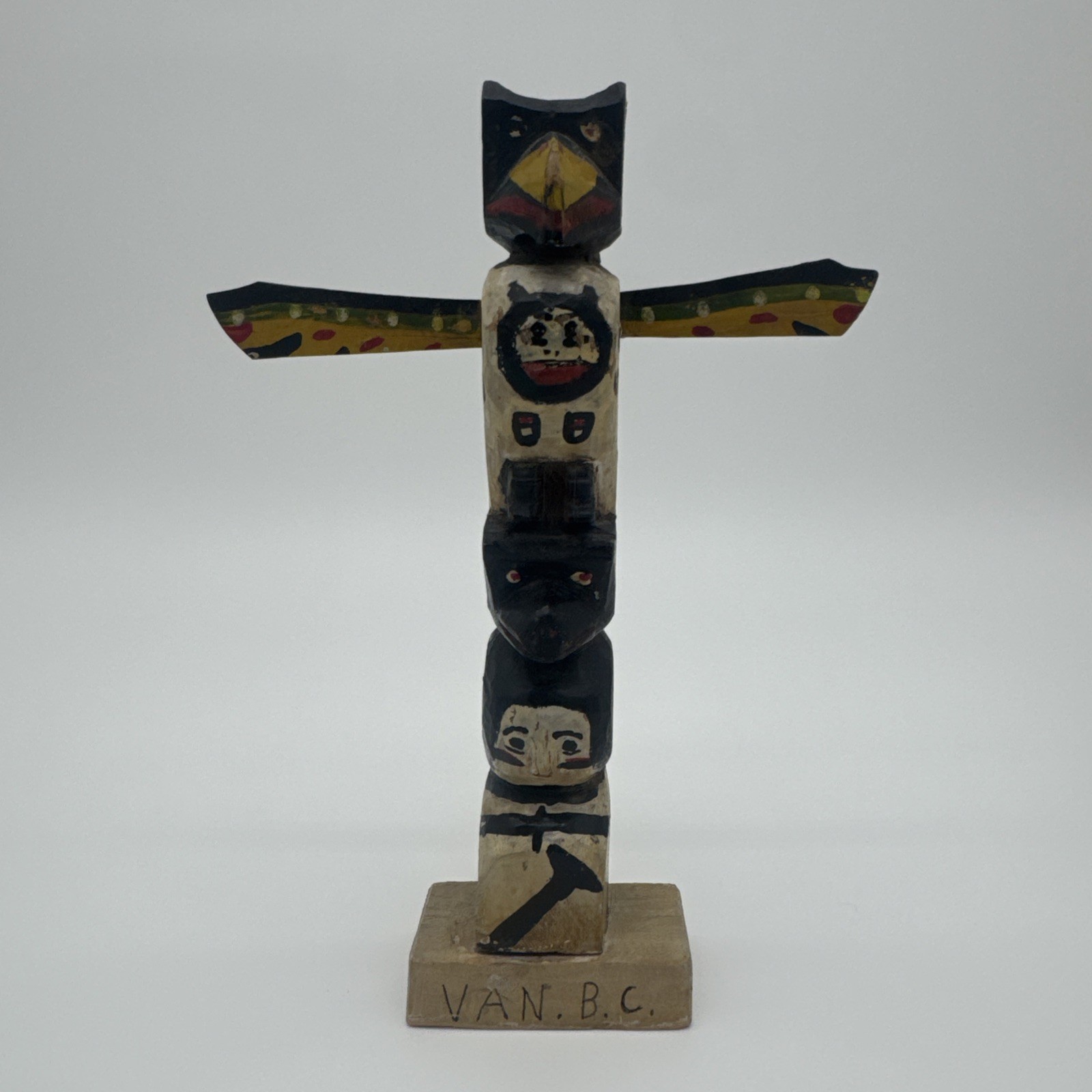 Original Hand Carved Totem Van. B.c Miniature 4.5"