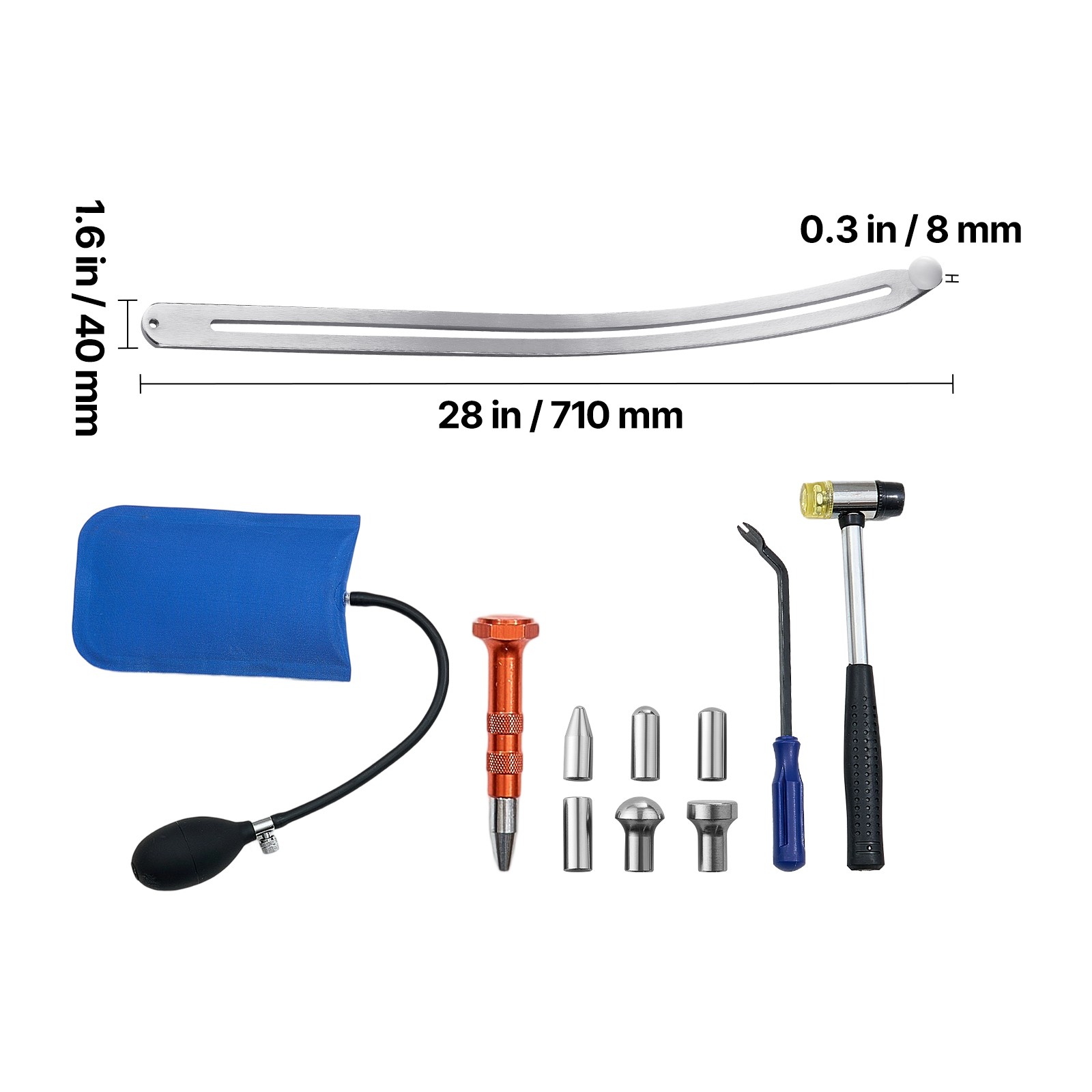 Uimoso Dent Repair Kit for Car Fender Damage with Flat Bar and Removal Tools