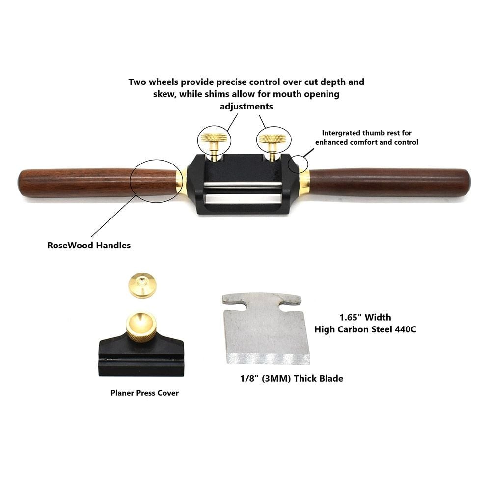 Big Horn 19364 Adjustable Spokeshave with Rosewood Handle