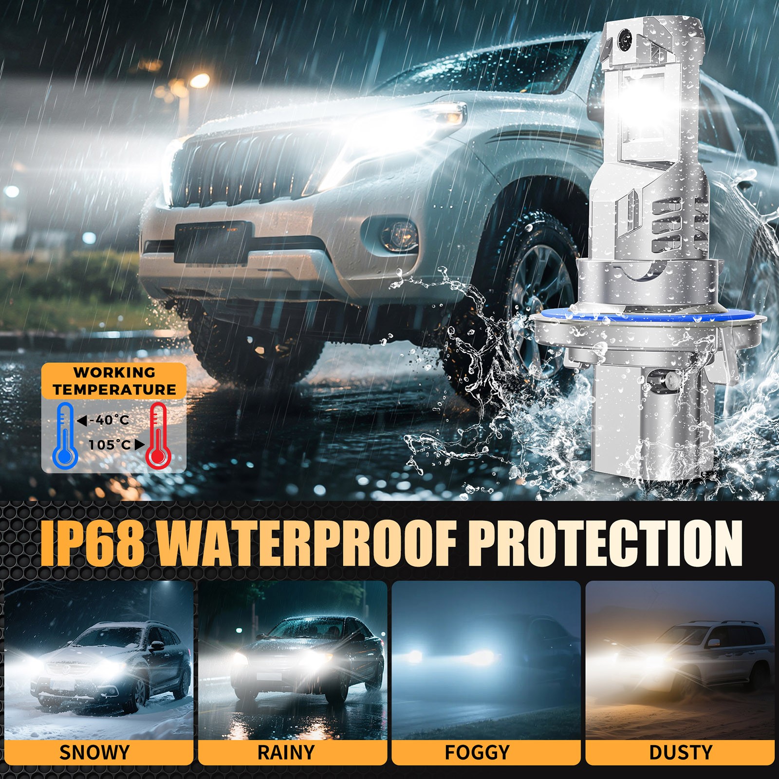 LED Headlights High Low Beam 2x Bulbs For SKI-DOO Gen4 pn 415130081 12v 55/60w