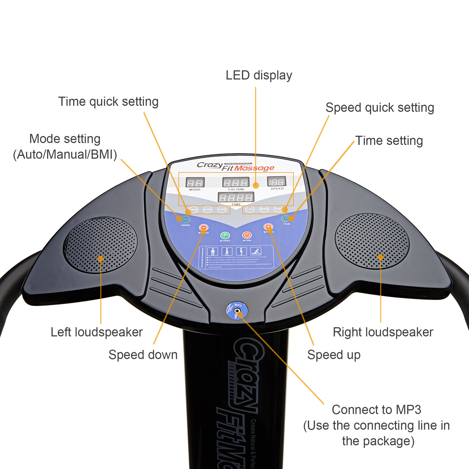 Upgraded 2000W Whole Body Vibration Machine Exercise Platform Massage MultiMode