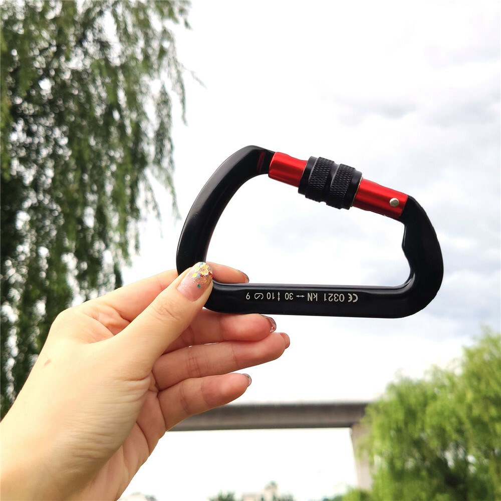 30KN Heavy Duty Screwgate Locking Carabiner D-Ring Clip Hook for Climbing Caving