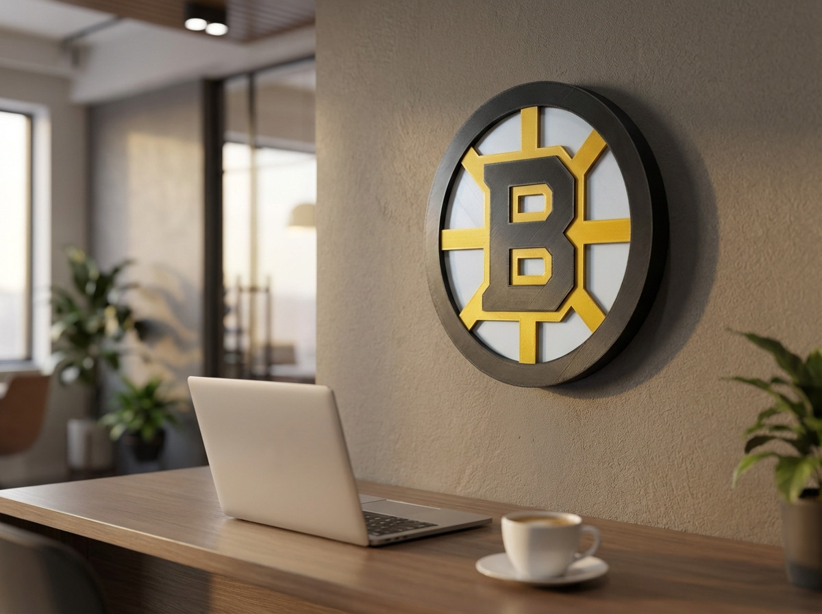 Boston Bruins 3D Wall Sign NHL Hockey Decor Black & Gold Man Cave