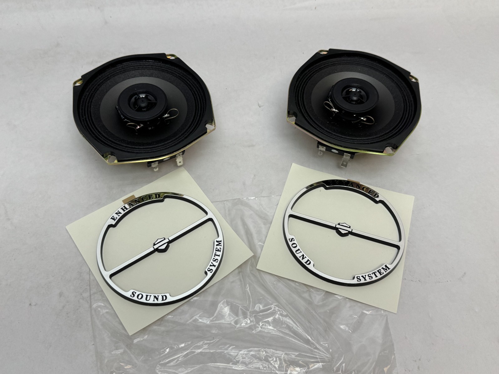 Genuine 97-13 Up Harley Davidson Touring FLH Enhanced Speakers pair with Inserts