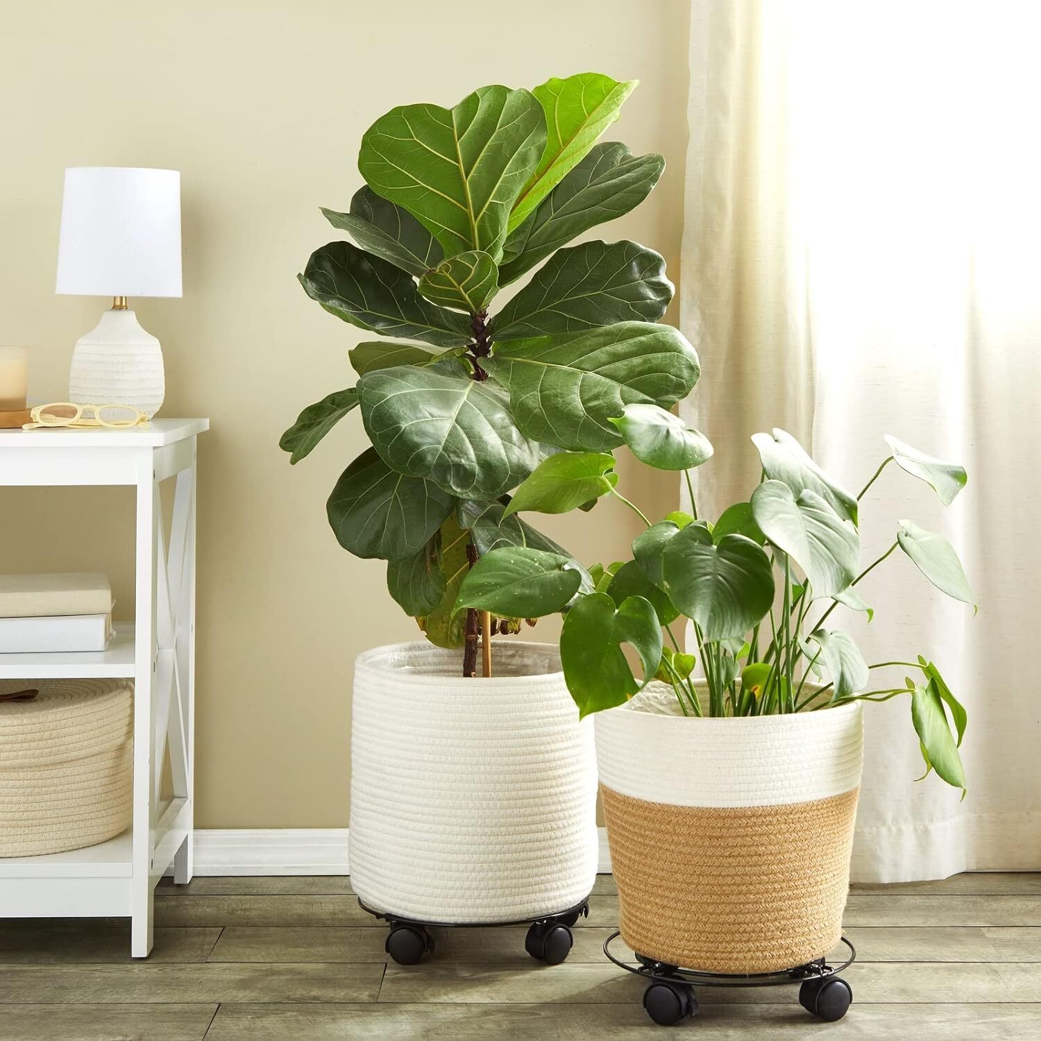 3Packs Metal Plant Caddy Plant Dolly Plant Stand Plant Holder with Wheels 10.5in