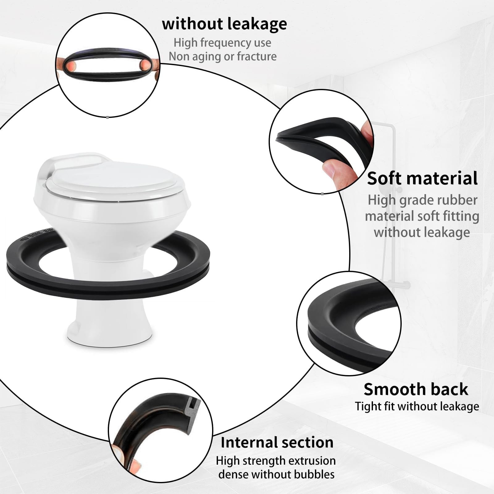 Femory RV Toilet Seal, Flush Ball Seal Gasket Replacement 385311658 for black