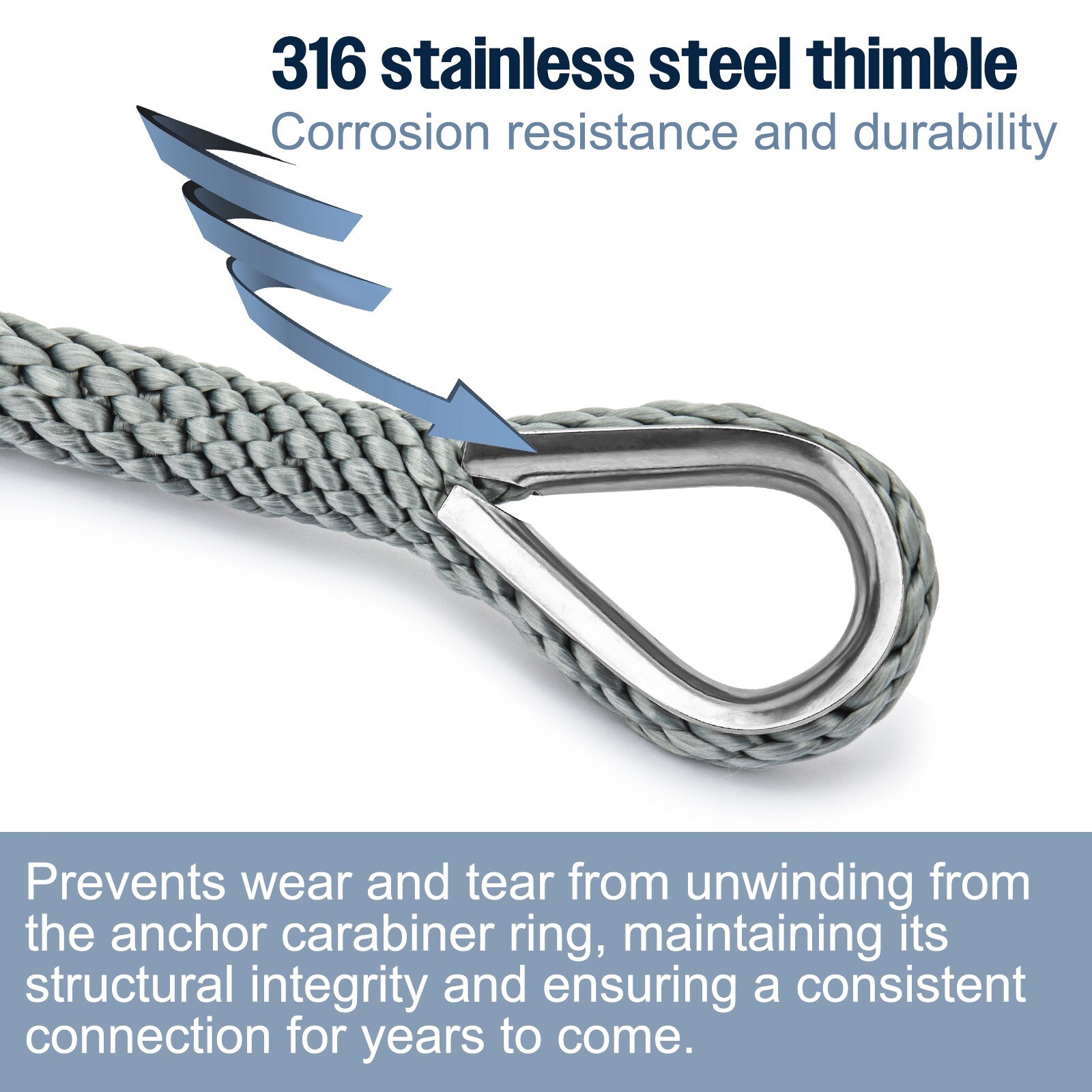 Anchor Rope Braided Anchor Line 3/8Inch 50 FT Premium Solid Braid MFP Boat Rop