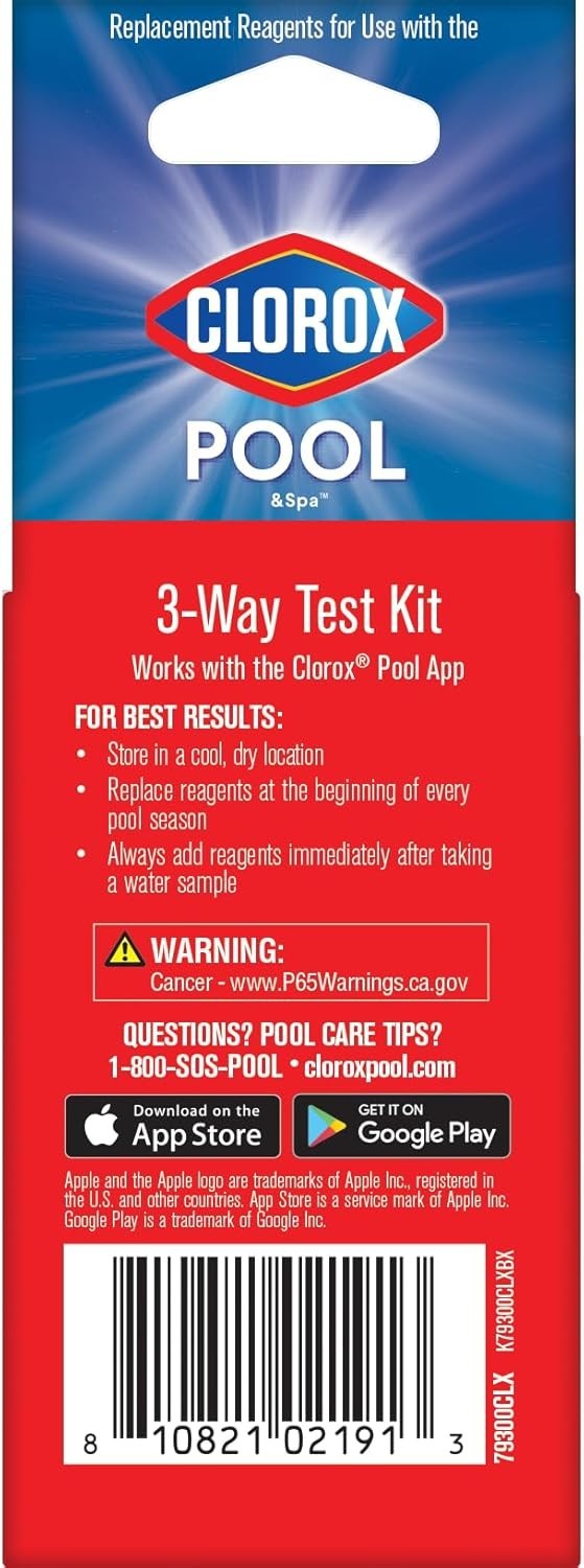 Clorox Pool Spa 3-Way Water Test Kit Refill Solutions 0.5oz OTO Phenol Red