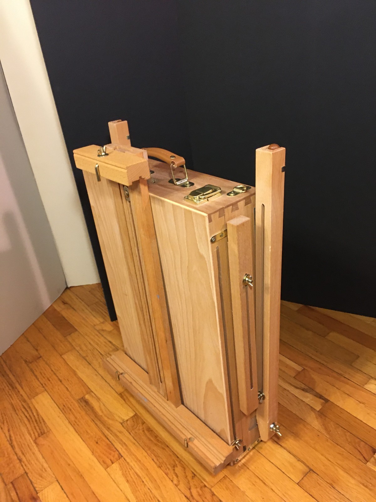 **Vintage FRENCH EASEL FOLDING ARTIST SKETCHBOX PORTABLE SOLID WOOD STORAGE