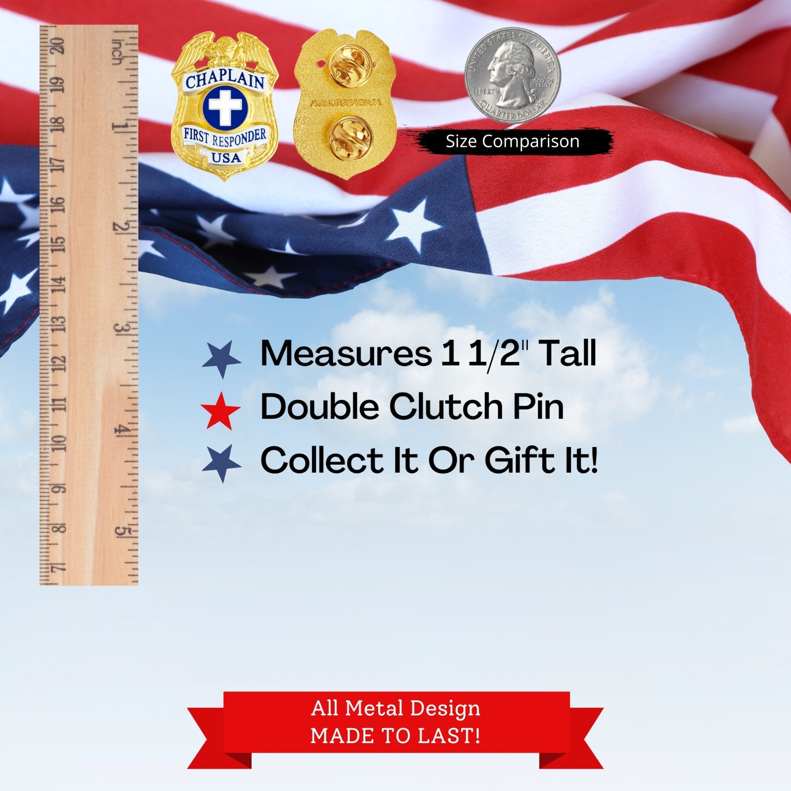 Chaplain First Responder - Mini Badge Pin