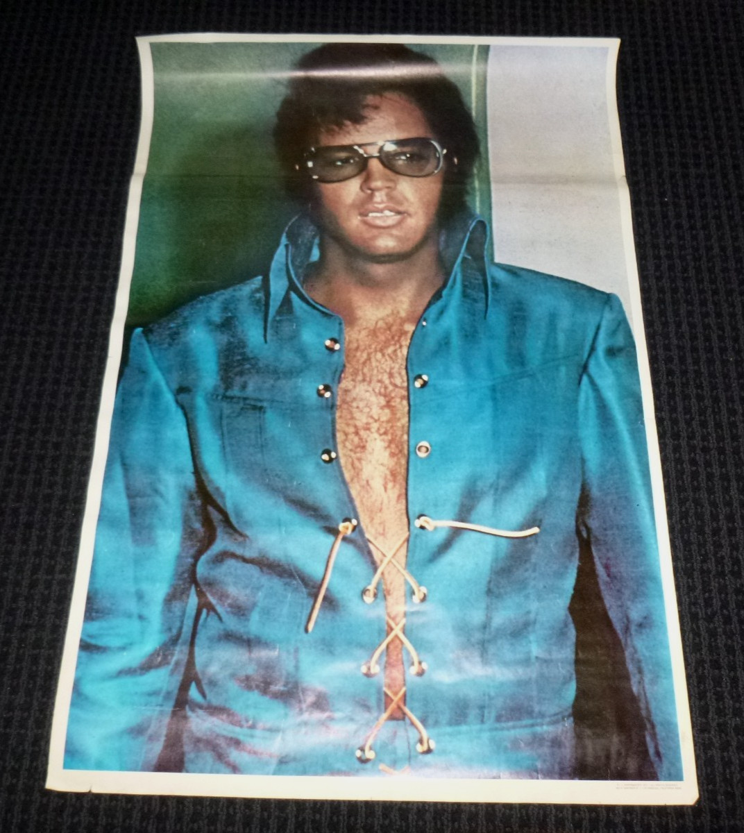 Vtg 1977 Elvis Presley Poster Blue Jump Suit 23x35" IL Papermaster