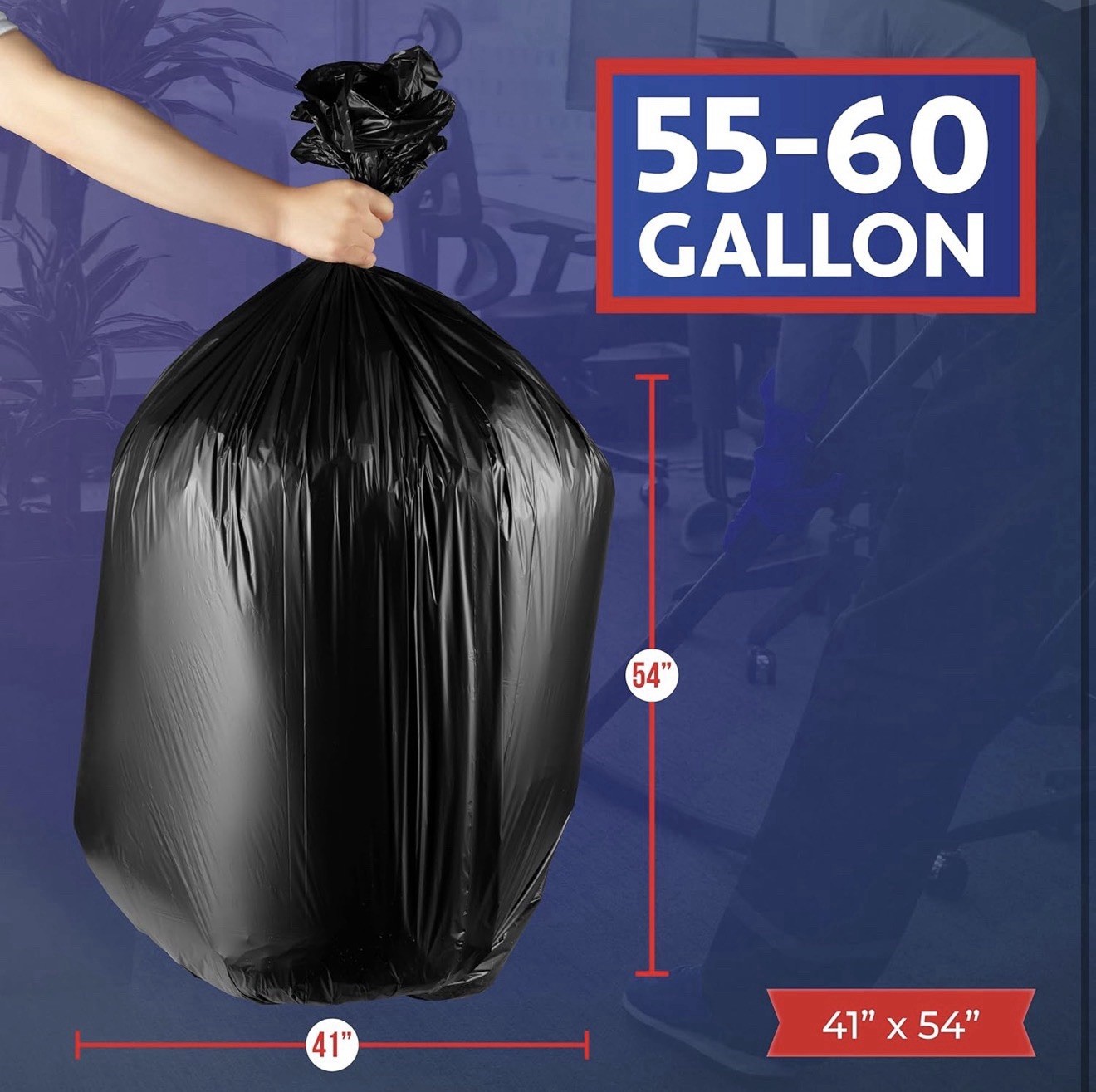 Trash Bags Heavy Duty - 55-60 Gallon Bulk 150 Pack Large Garbage Bags Contractor