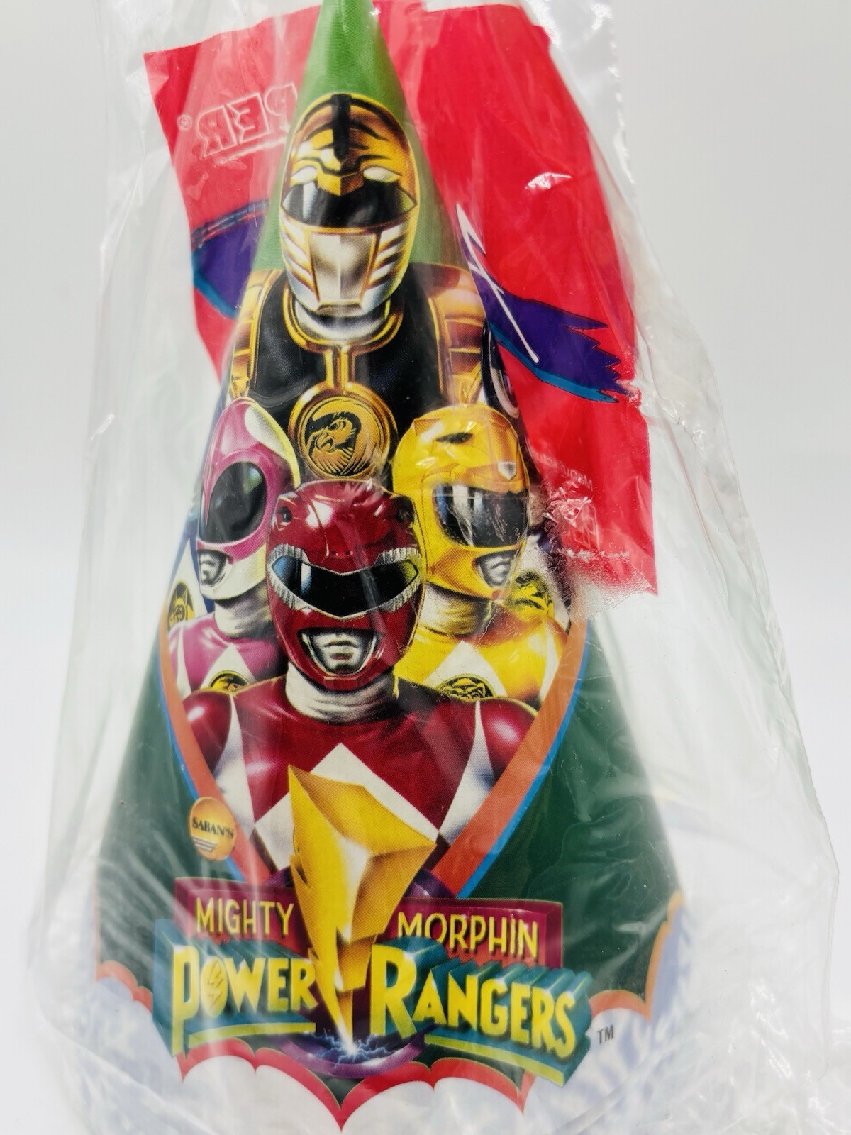 Mighty Morphin Power Rangers Classic Saban Birthday Party Hats 8 Pack - RARE NOS